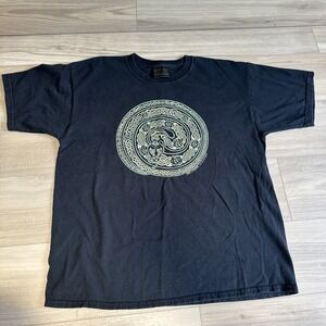 Vintage Earth Serpent Jen Delyth 1997 Ketlic Designs Black Cotton Shirt XXL